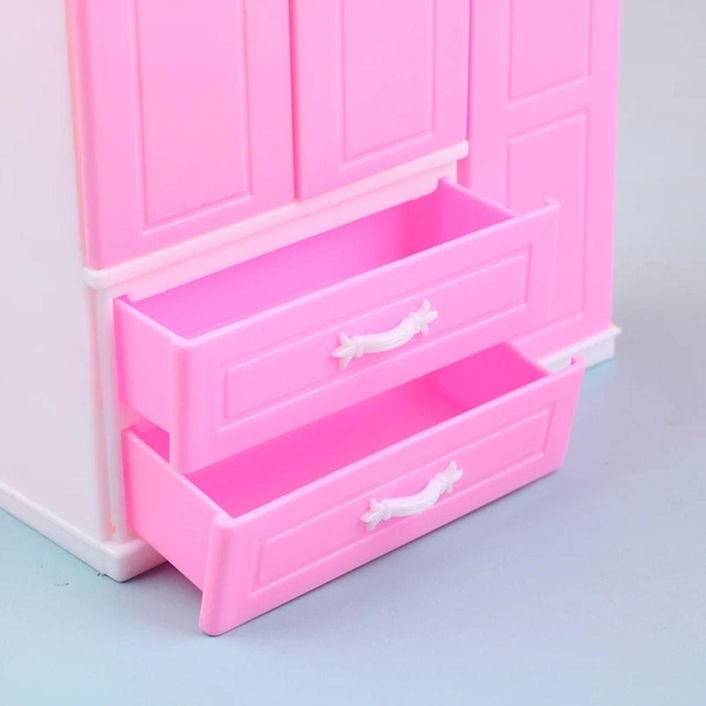 Plastic Doll Closet Double-deck Doll Furniture Fashion Dollhouse Wardrobe  DIY Toy
