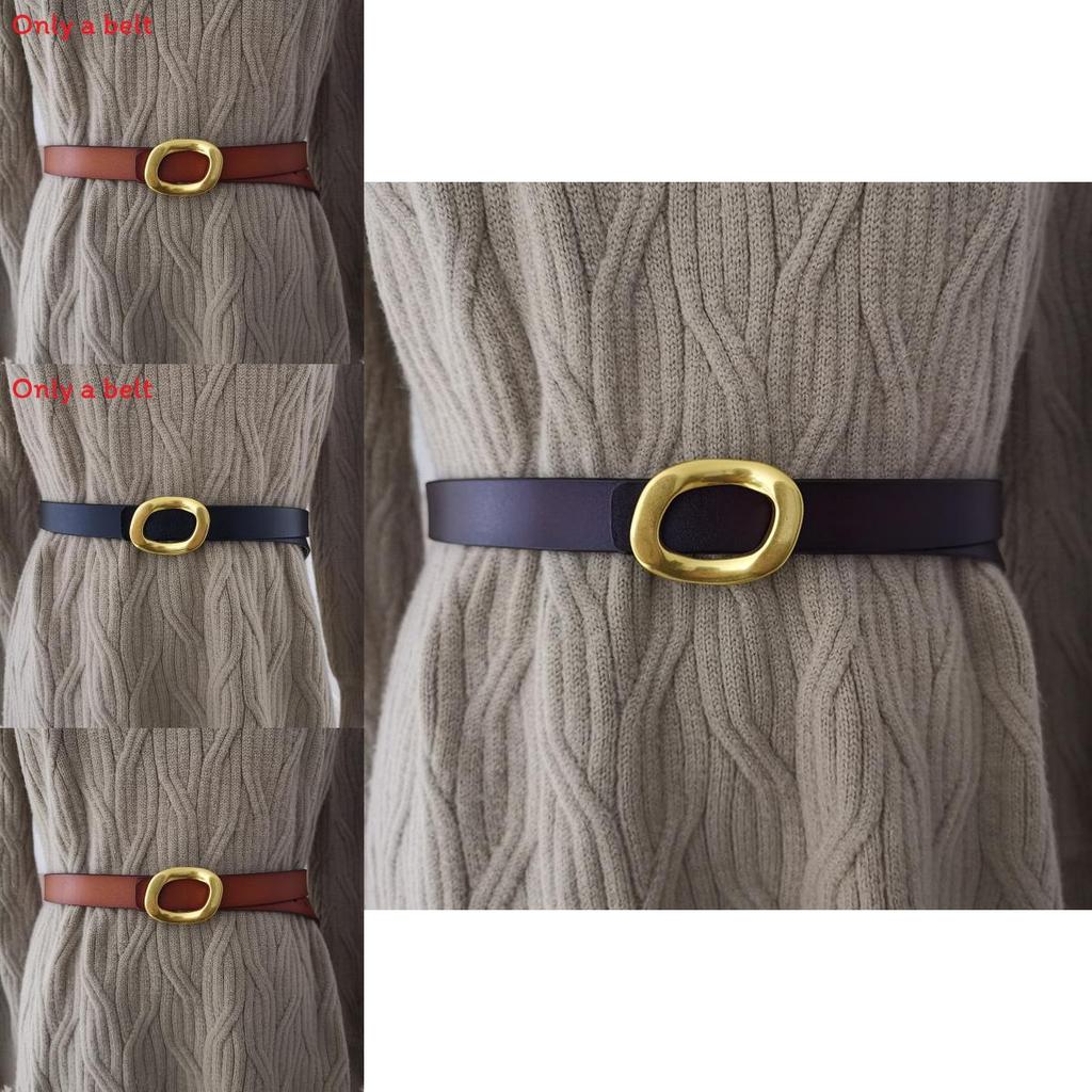 Fashion Leather Waist Belt For Women With Silver Button Closure For Daily Use