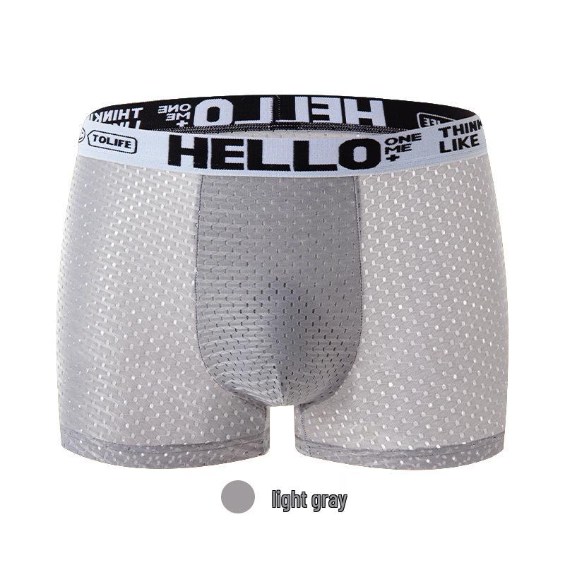 Ice Silk Mesh Men's Breathable Boxer Briefs - Four-Corner Hollow, All-Season, Thin Style