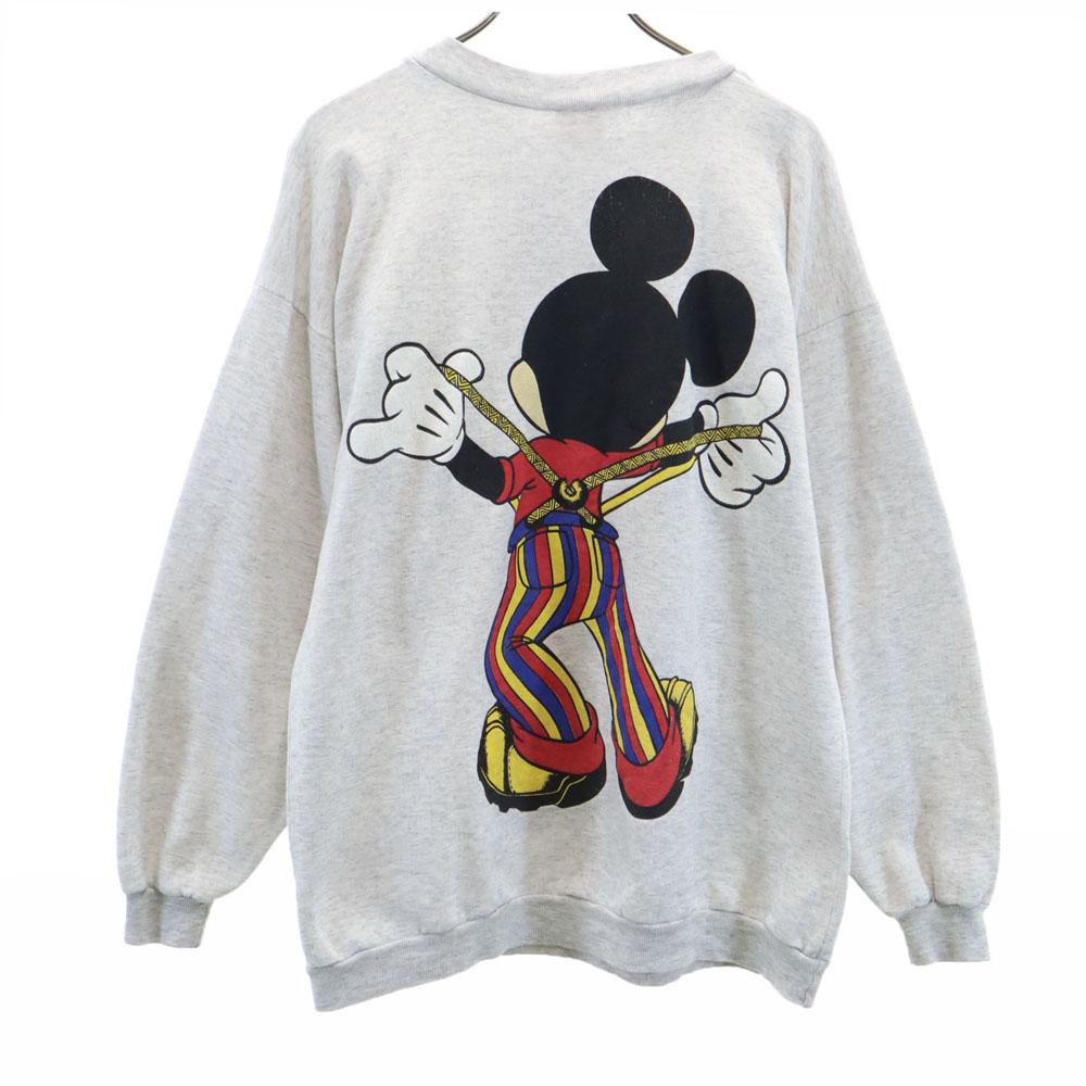 OLD 90s Disney Mickey Mouse Long Sleeve Sweat Trainer M Light Gray Disney Men's Used