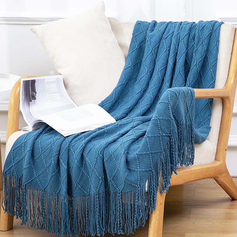 Nordic Tassel Sofa Throw Blanket - Air Conditioning Nap & Hotel Bed Runner, Summer Bed Flag, Bed End Blanket