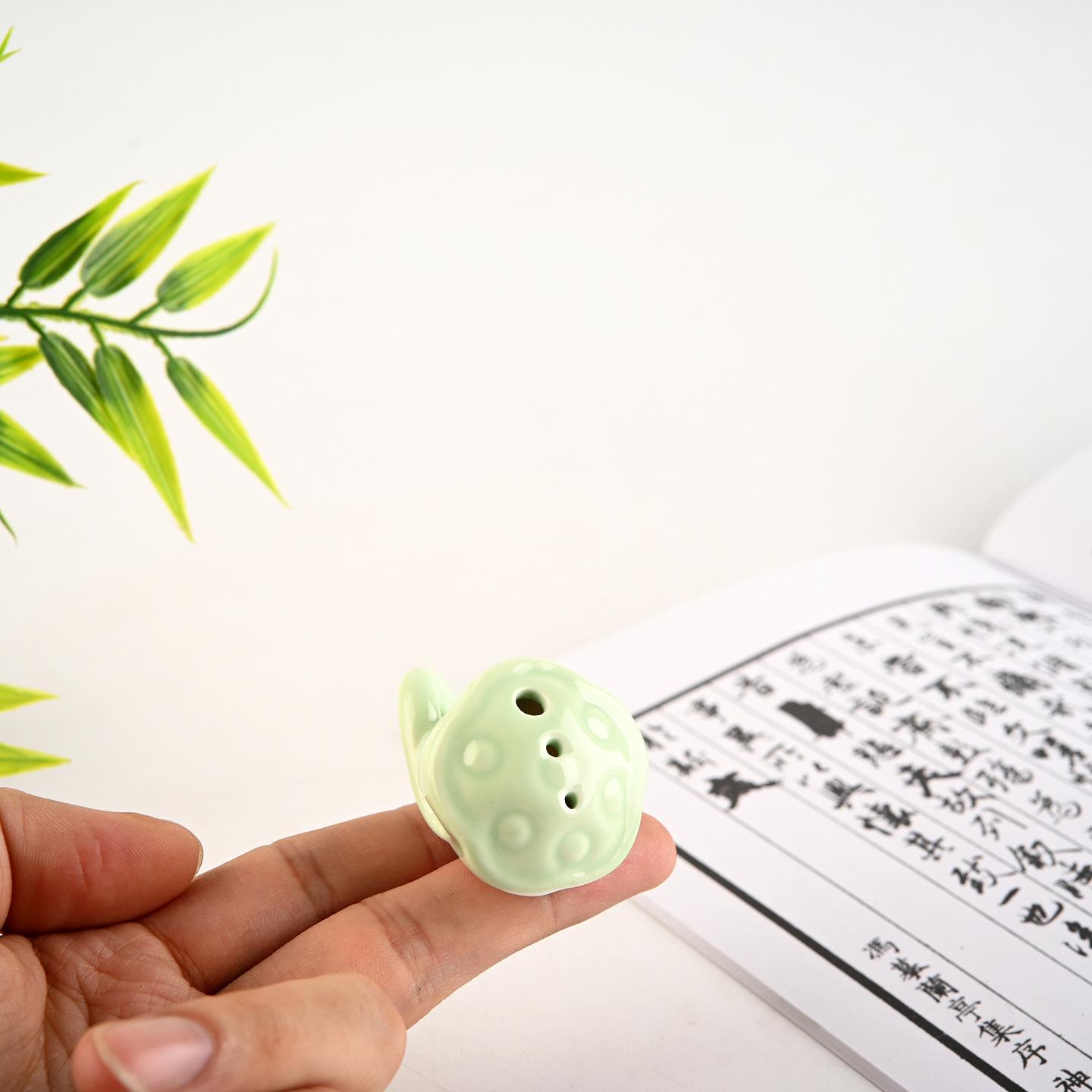 Ceramic Lotus Pod Incense Holder - Auspicious Clouds Design, Small Tray for Stick Incense, Chinese Style, Simple Craft