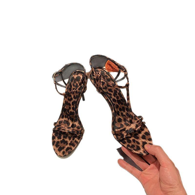 Leopard Print High Heels Women's 2025 Summer New Models with Thin Heels Temperament Beautiful Imperial Sister Sexy Fashion Sandals