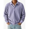 Autumn Winter Men's Retro Polos Casual Corduroy Solid Striped Long Sleeve Polo Shirt Men Business Tops