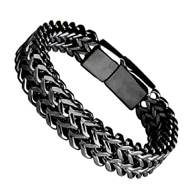 Men’s Stainless Steel Double Row Woven Dragon Bone Magnetic Bracelet