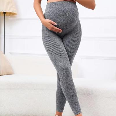 Elastyczne legginsy ciążowe z wysokim stanem, obcisłe dla kobiet w ciąży, podtrzymujące brzuch, modelujące sylwetkę, spodnie fitness