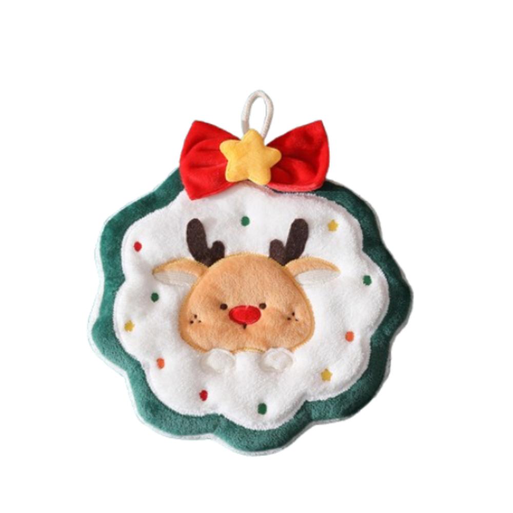 Thickened Christmas Hanging Hand Towels Cartoon Plush Hand Towel  Home Bathroom Kitchen Decor