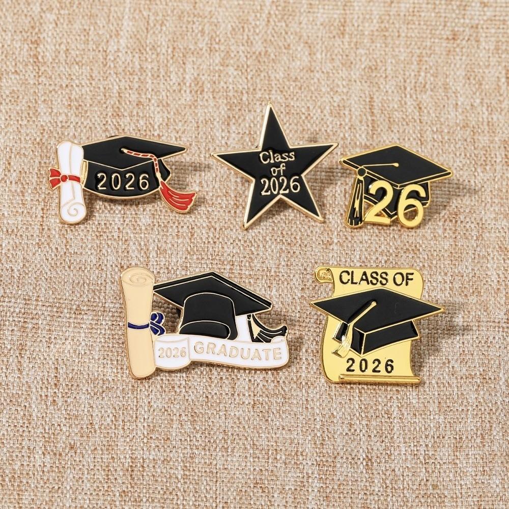 Black Golden Mortarboard Brooches Class of 2026 Doctorial Hat Brooch  Academic Celebrations