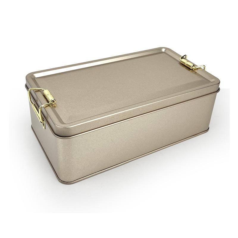 Old-Fashioned Rectangular Tinplate Box With Lid High Quality Metal Storage Box Cake Packaging Box Durable With Buckle Candy Box