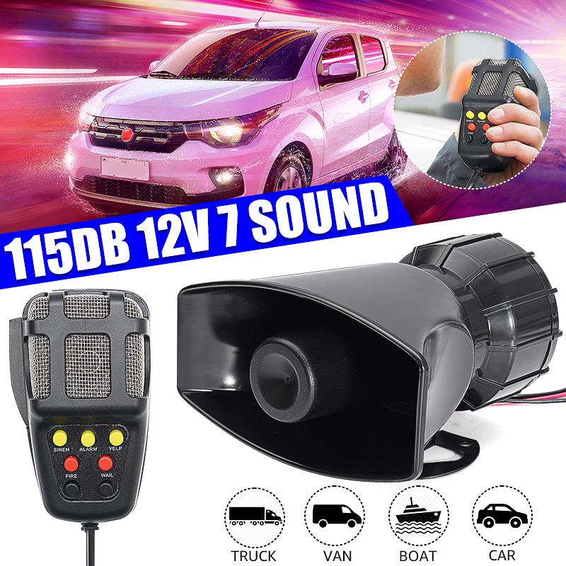 Sirène Klaxon Pneumatique 12V 105dB - 7 Sons, Microphone Inclus, Pour Voiture/camion