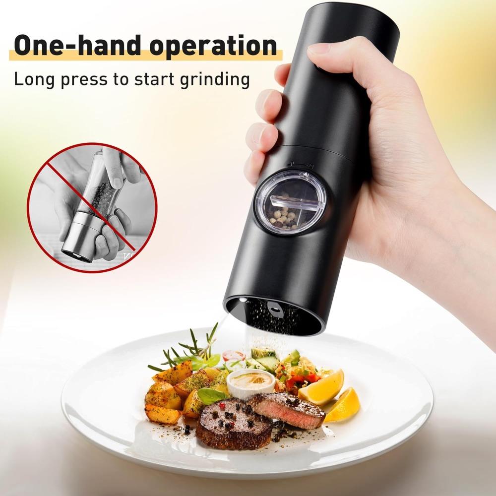 1 Pack Salt Grinder, Electric Pepper Salt Grinder, Black Pepper Grinder, Automatic Spice Grinder, Kitchen Tool Seasoning Tool