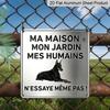 2D Flat, 1pc Funny French Doberman Warning Aluminum Plaque, "N'Essaye Même Pas" Letter Sign, Front Door, Yard & Kennel Decor, Pet Owner Humorous