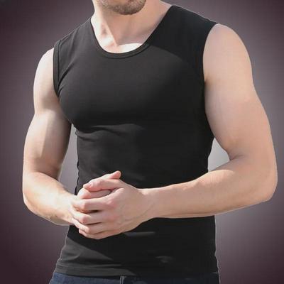 Pánská bavlněná vesta slim fit na jaro/léto 2025: Tričko bez rukávů s jemným vláknem, širokým ramenem a kulatým výstřihem