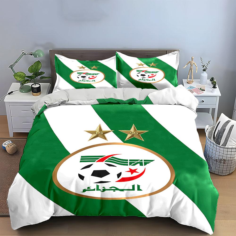 Algeria Football Bedding Set Bedding Duvet Cover Set Duvet Cover Pillowcases  (1 * Duvet Cover 2 * Pillowcases, without duvet insert)