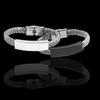 Stilvolles Herrenarmband aus Edelstahl mit Leder und Titangeflecht
