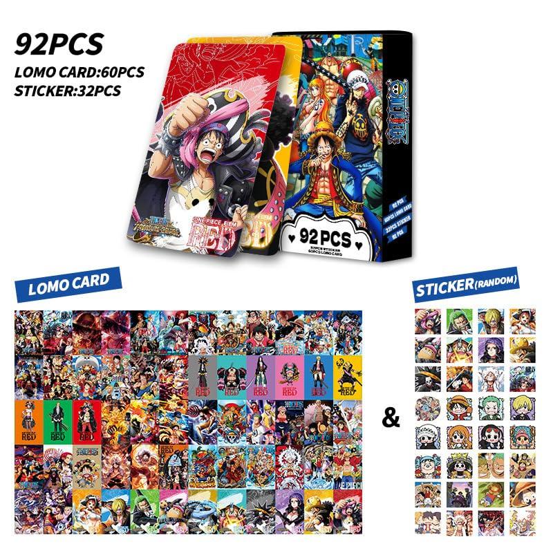 One Piece Pirate King LOMO Card Sticker Set Trading Cards 32 Collectible Trading Character Photo Unofficial Piece Pirate 92-Piece (60 + Stickers) -