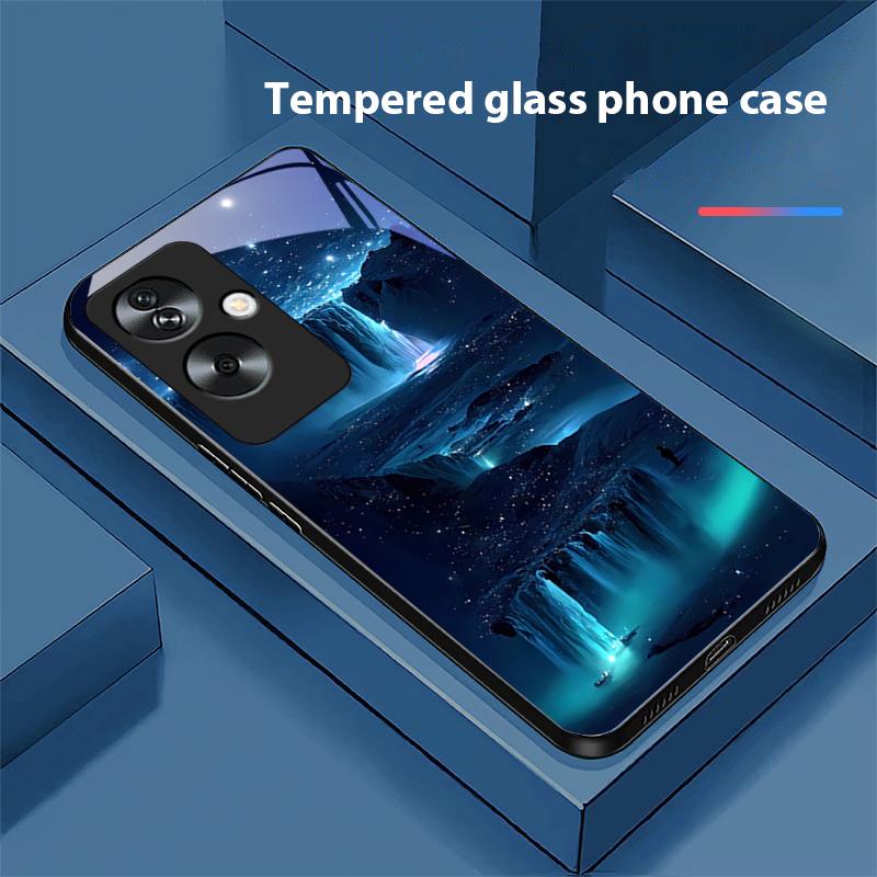 Kolorowa Aurora Dla Oppo A79 5G 58 78 74 60 4G Reno 11F Realme GT 6 11 Note 50 10 C55 X2 Szkło Hartowane Czarny Pokrowiec na Telefon