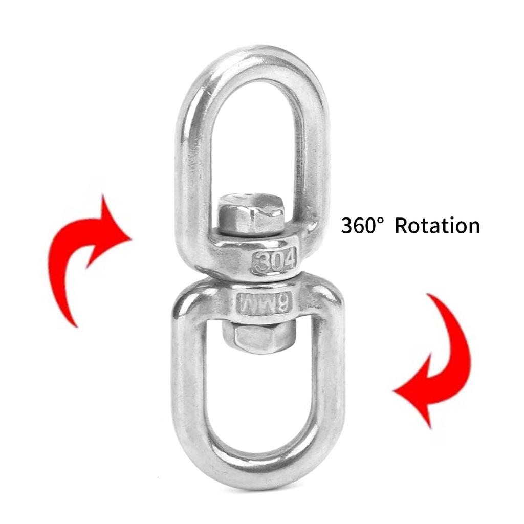 10Pcs Swivel Hooks M6 Double Ended Stainless Steel 8?Shape Shackle Ring Connector