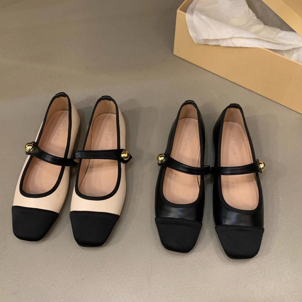 Flat-bottomed Square-head French Mary Jane Single Shoes Women's Shoes New Summer Xiaoxiangfeng Soft-soled Beanie Ladyshoes