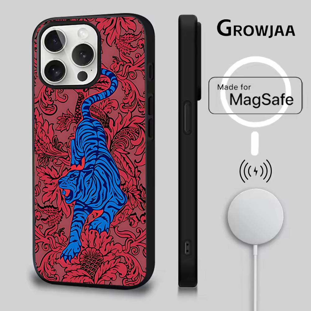 Japanese Ukiyo-e Tiger Phone Case For iPhone 17,16,15,14,13,12,11,Pro,Max,Plus,Mini,SE4,E Magnetic Magsafe Wireless Charging
