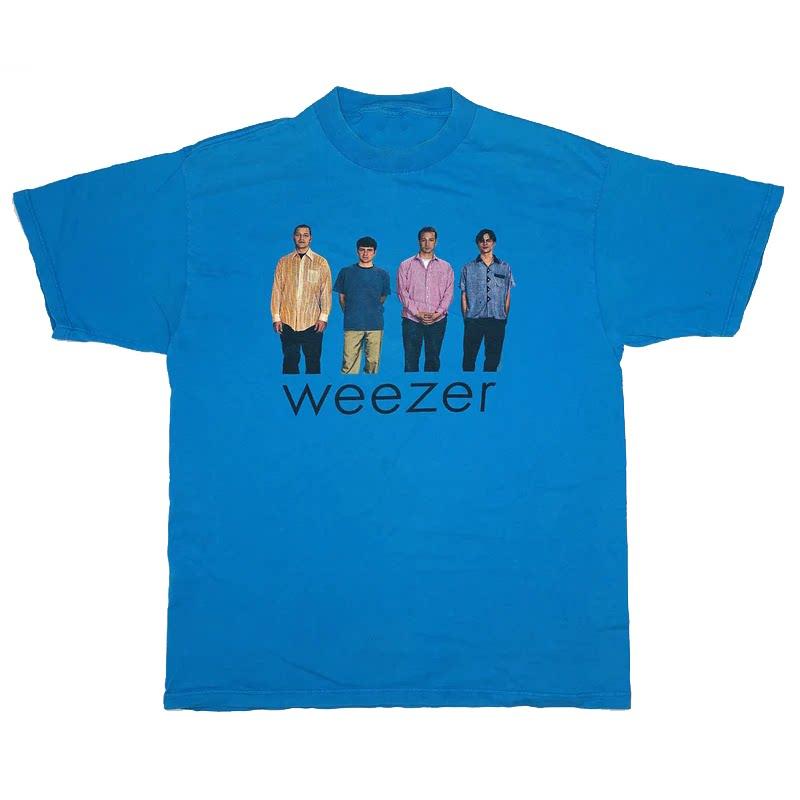 Weezers Alternative Rock Band  Simple and Elegant American Vintage Shortsleeved Tshirt with English Letters
