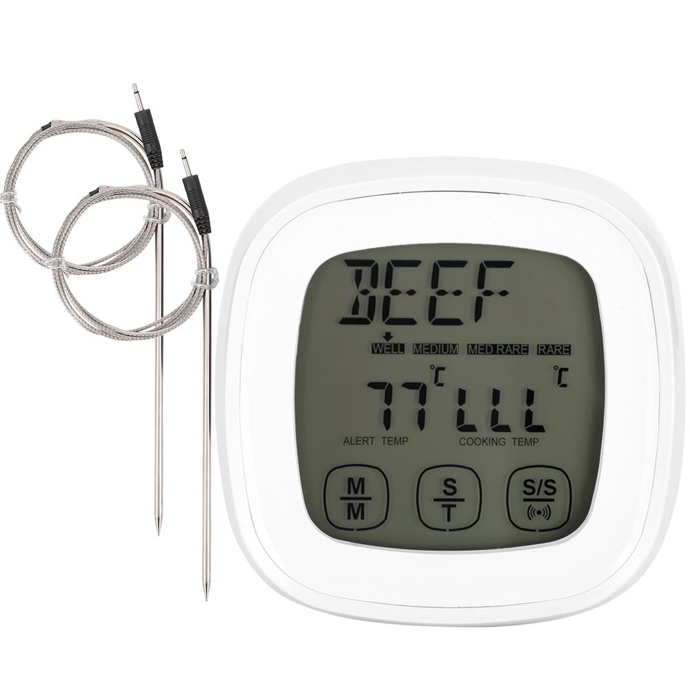 Digital grilltermometer med pekskärm och timerfunktion, köksmatlagningsaccessoar