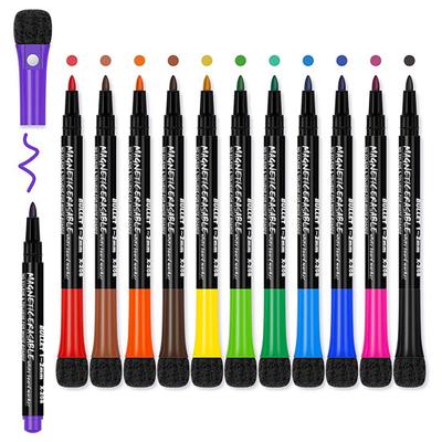 12 helle, magnetische, trocken abwischbare Marker, feine Spitze, verschiedene Farben, vielseitig einsetzbare, geruchsarme Whiteboard-Marker für Kinder