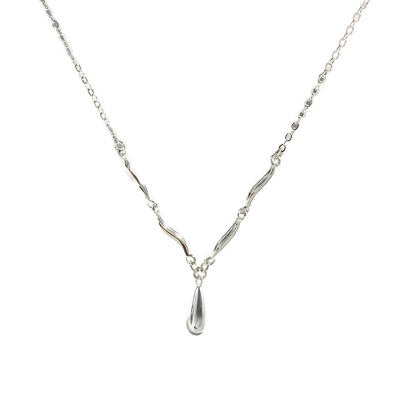 Irregular Wave Water Drop Necklace for Women in Korean Style, Fashionable and High End, Clavicle Chain, Ins, Minimalist 40CM
