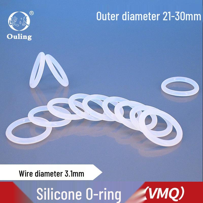 

White Silicone O-Ring, OD 21-30mm, 3.1mm Cross-Section OD 21mm (5 pcs) White Silicone O-Ring