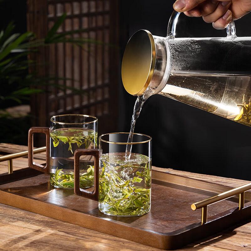 Youluo Wooden Handle Glass Tea Cup Set