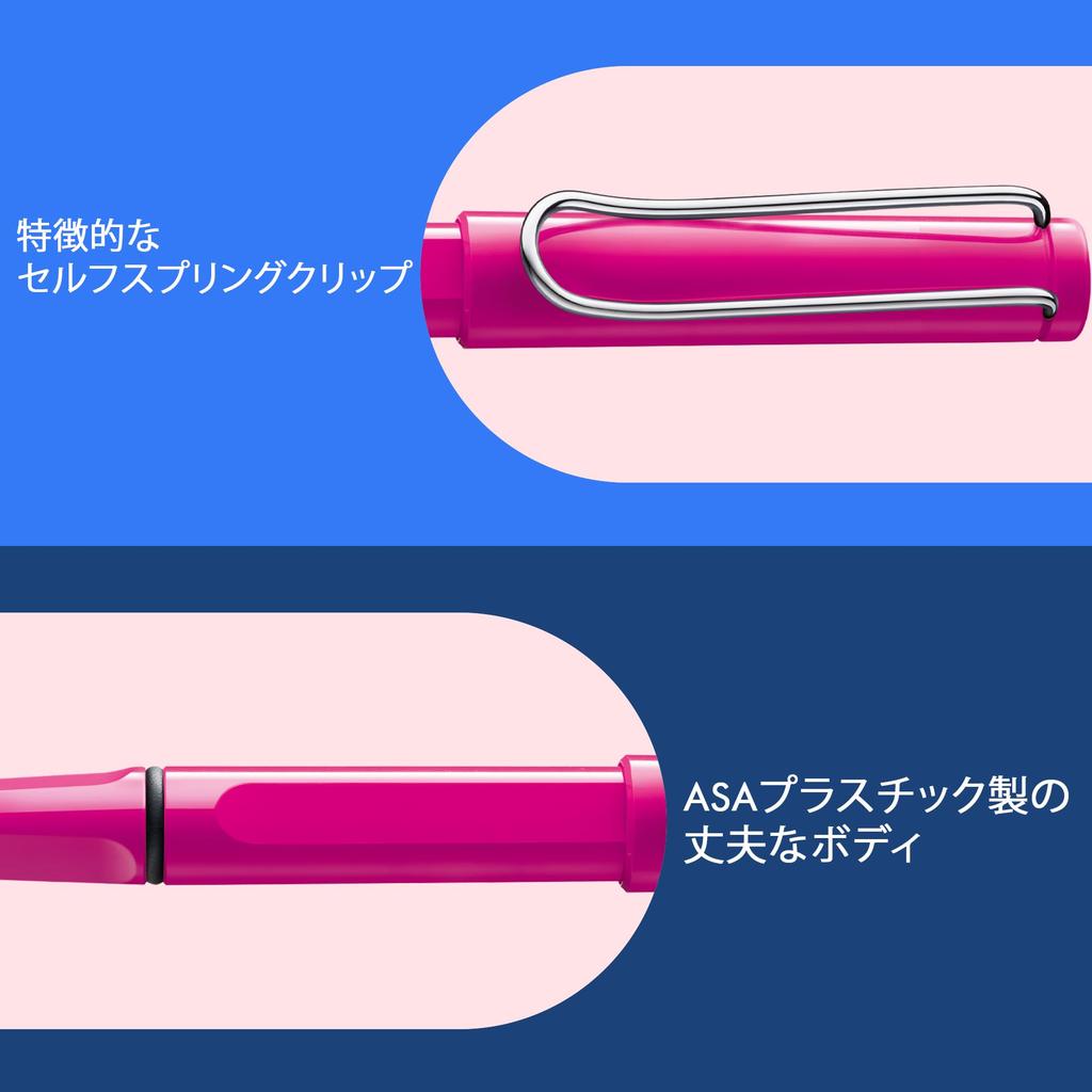 LAMY Safari Pink Rollerball Pen - Ergonomic Grip, M Tip for Smooth Writing - Durable ASA Plastic - Includes Black LAMY M63 Refill