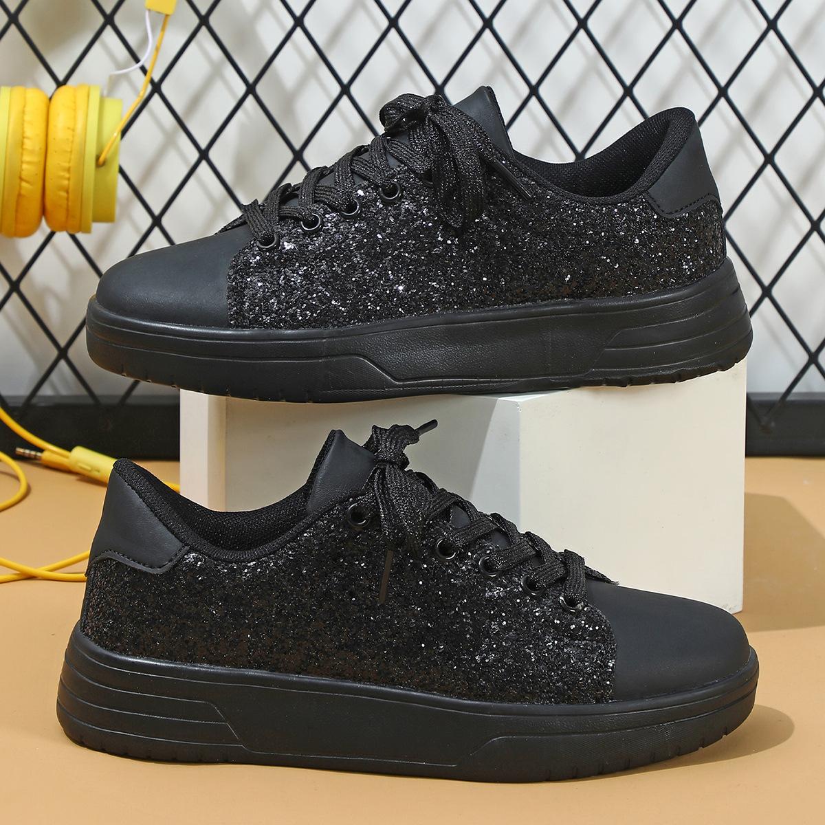 

Модные женские повседневные кроссовки на платформе, модные блестящие туфли-балетки со стразами для женщин, сверкающие хрустальные кроссовки на шнуровке, трендовая обувь 2025 40