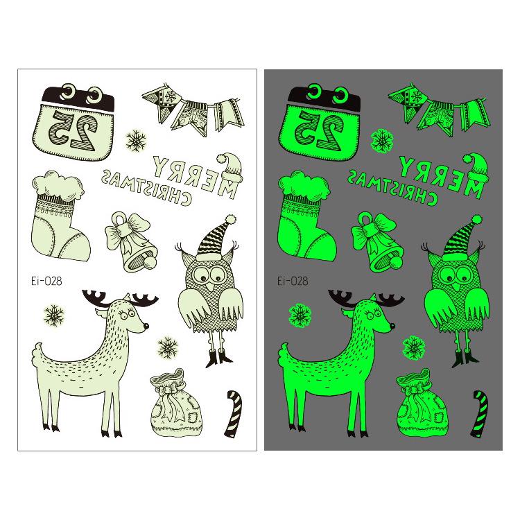 

Водонепроницаемые светящиеся мультяшные наклейки-татуировки снеговика на Рождество для детей 120x75mm