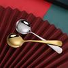1Pc Round Stainless Steel Soup Spoon 16cm Dishwasher Safe Coffee Dessert Stirring Spoon for Home Kitchen