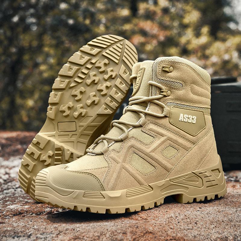 New high-top outdoor combat boots wear-resistant tactical boots platform hiking shoes desert boots men
