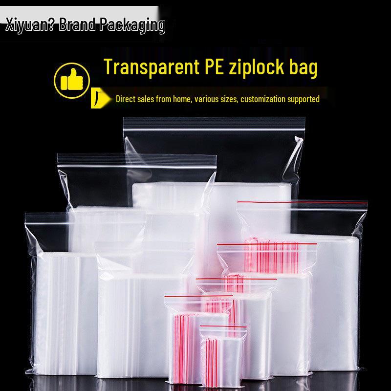 Thickened Transparent PE Self-Sealing Jewelry Packaging Bag 4*6cm 5 Silk (Red Edge)