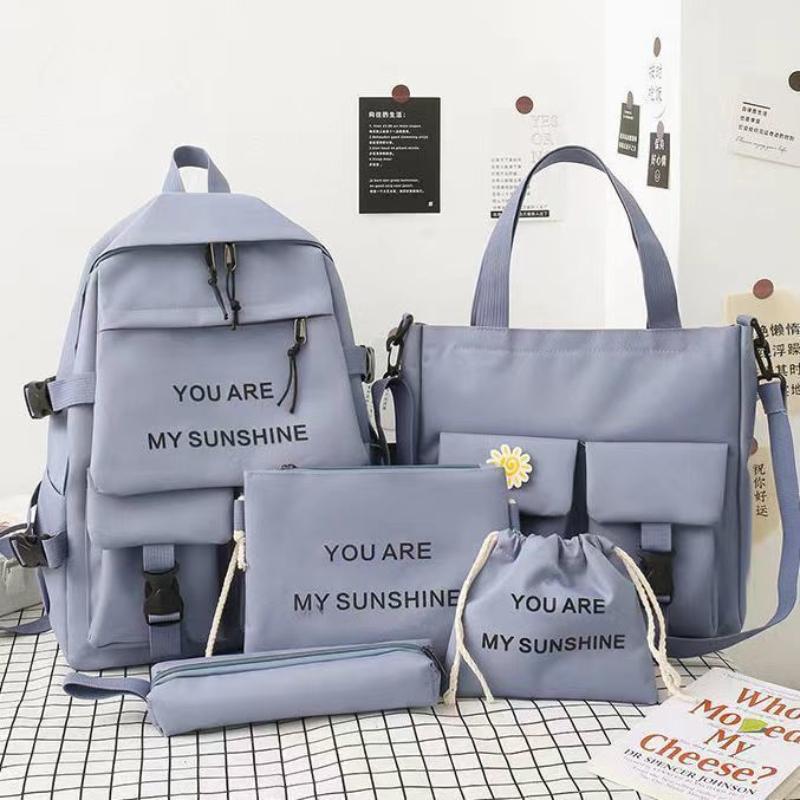 New Set Backpack for Girls Lovely Elementary School Students College Large Capacity Small Fresh Fashionable Backpack