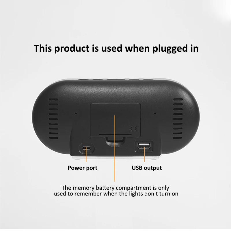 Portable Digital Alarm Clock Three-Level Adjustable Brightnes Week/Date/Temp/Night light/Two sets of alarm LED Clock for Bedroom