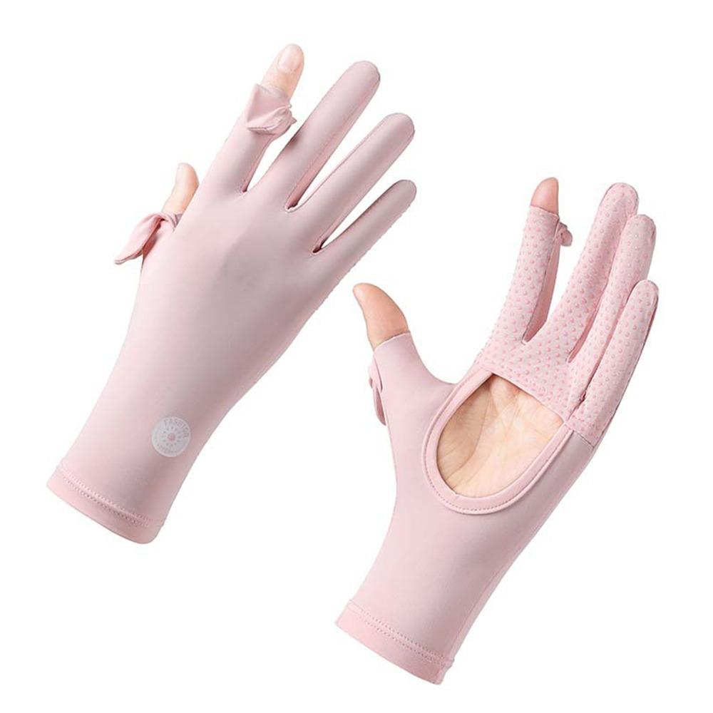 UV Protection Summer Sunscreen Gloves Thin Ice Silk Sun Protection Gloves Slip Resistant Elastic Anti-UV Mittens Women Girls
