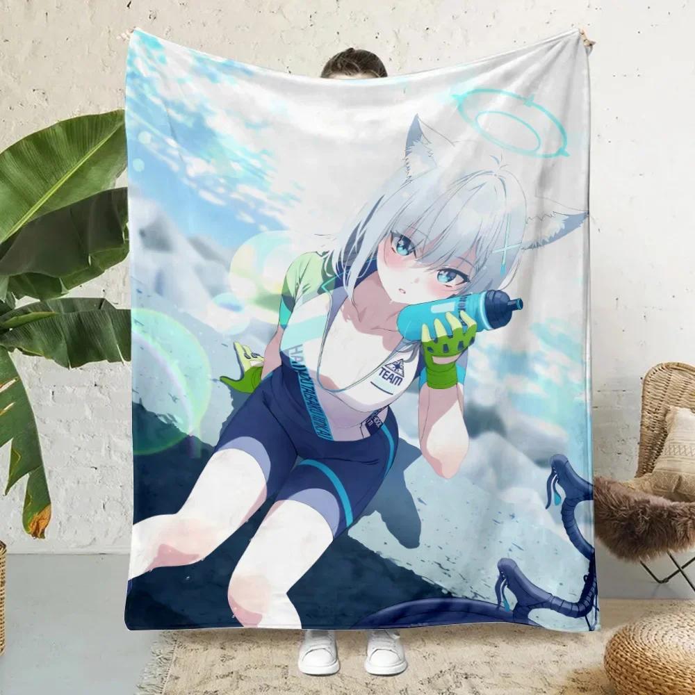 Anime Shiroko Blue Archive Girl Printed Soft Cozy Throw Blanket for Home Travel Birthday Gift
