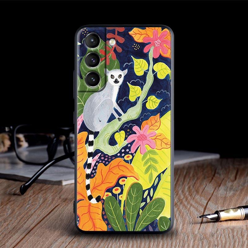Original Jungle Animal Sloth Leopard Print Cases For Galaxy S24 Ultra Funda Samsung S21 S23 FE S20 S22 Ultra S10 Plus Soft Cover