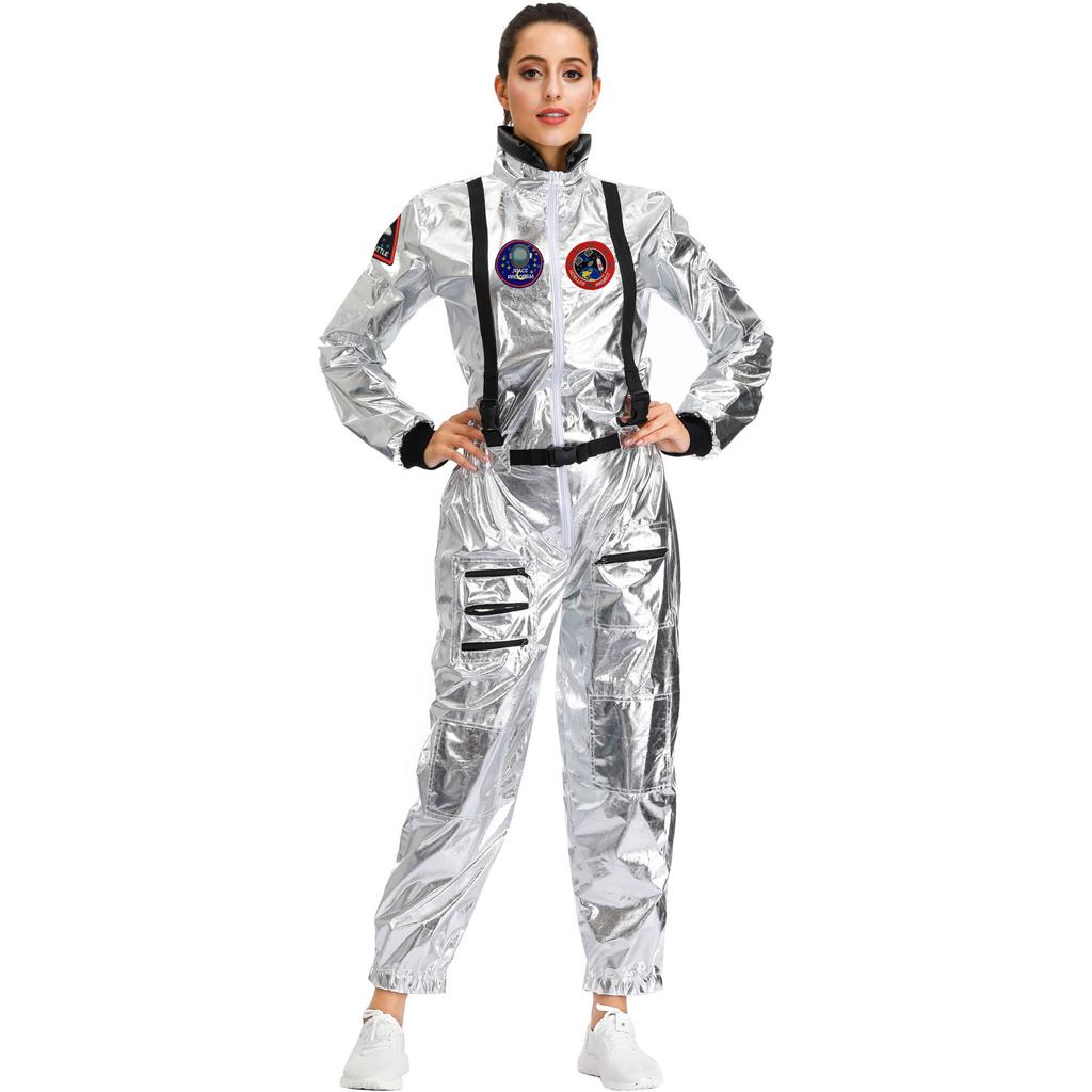 Halloween Couple Wandering the Earth with the Same Space Costume, Uniform Female Astronaut Stage Outfit