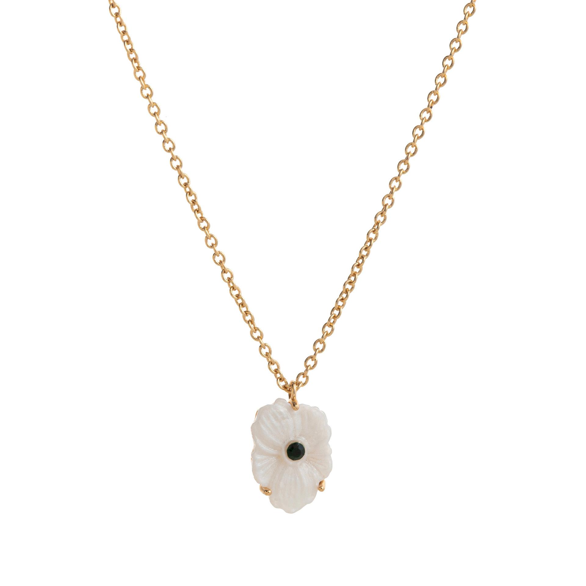 December Birthstone White Flower Pendant With Diamonds Simple Color Zircon Necklace