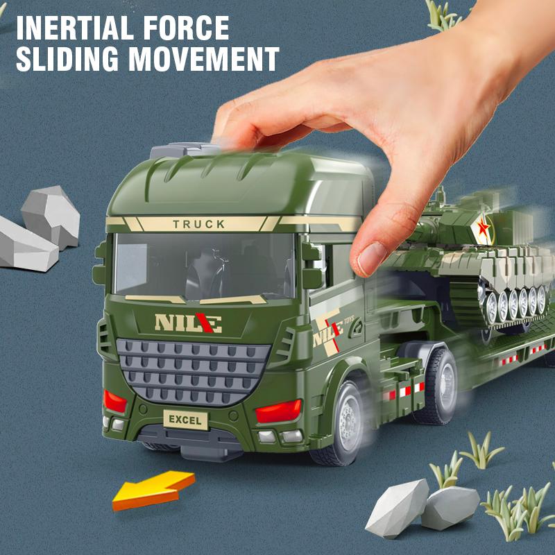 2026 Semi-carrier Container Truck Diecast Engineering Inertial Driving Toys for Boys Tractor Excavator Bulldozer Kids Vehicle Model