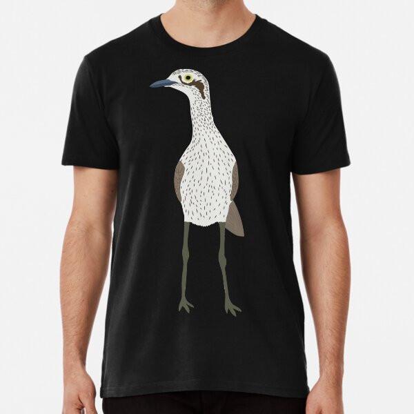 Bush Stone-Curlew on Black Premium T-Shirt S to 5XL Made in the AU/USA T-Shirt