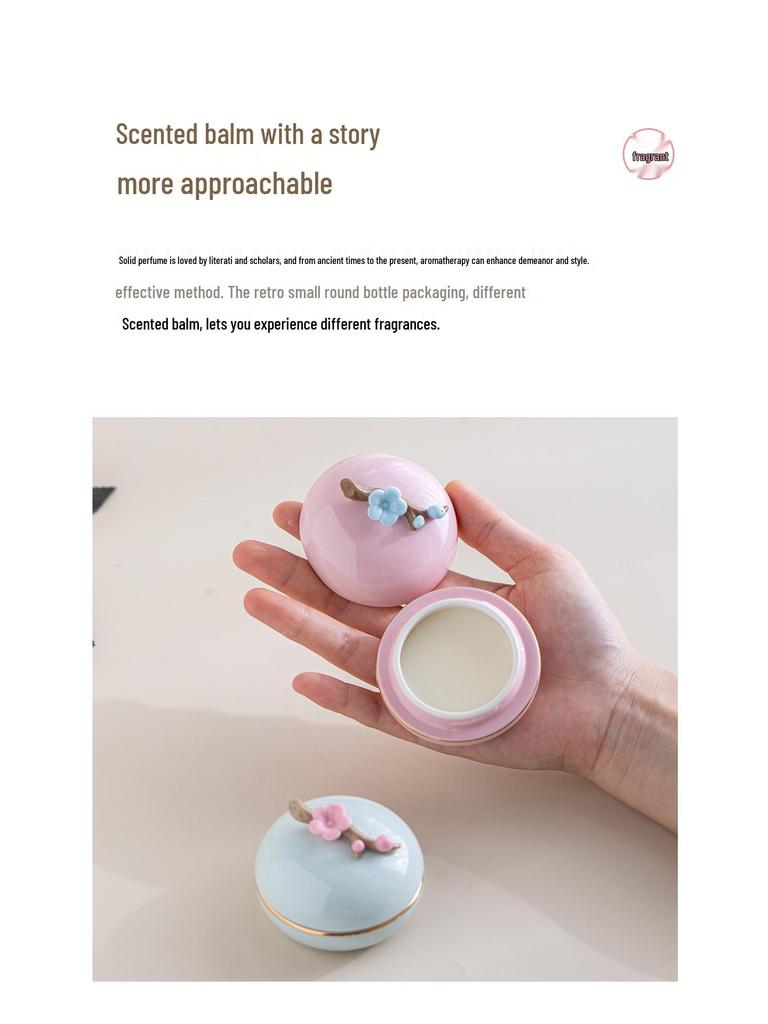Ancient Style Solid Perfume Gift Box: Handmade Ceramic Bottle with Long-lasting Fragrance.