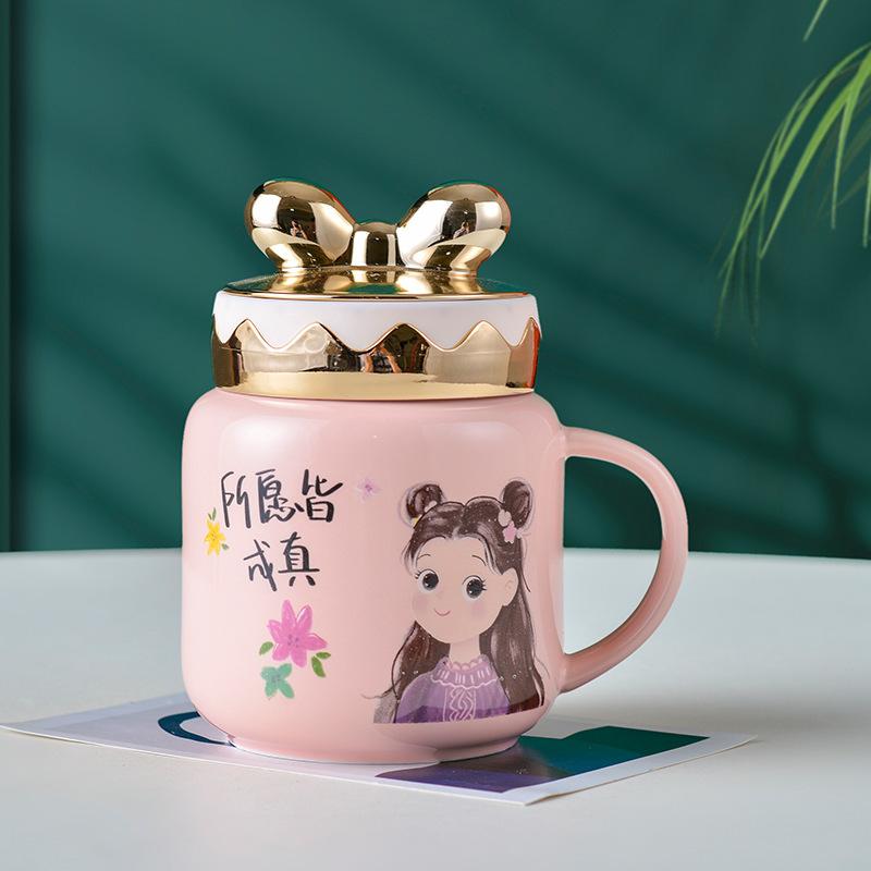 High Value J Mirror Chess Lattice Ceramic Cup Home Office Water Cup Coffee Cup Bear Mug Gift