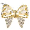 Bowknot Lapel Pin Rhinestone Bow Brooch, Cat Eye Stone Pin, Sweater Dress Embellishment Cardigan Coat Suits Clothing Accessories, Jewelry Gift