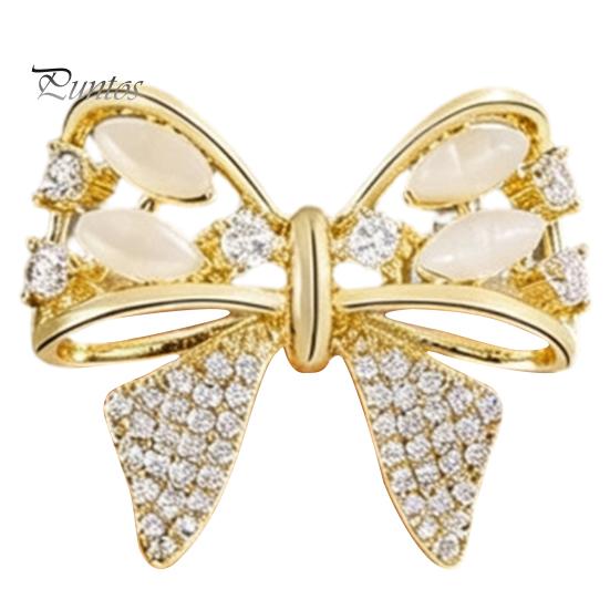 Bowknot Lapel Pin Rhinestone Bow Brooch, Cat Eye Stone Pin, Sweater Dress Embellishment Cardigan Coat Suits Clothing Accessories, Jewelry Gift