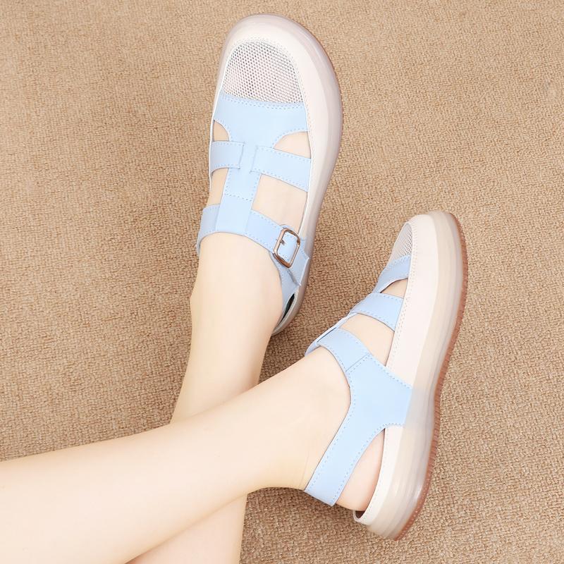 Sommer Damen Römersandalen Strandschuhe Lässige Zehenbedeckte Wandersandalen für Mädchen Übergröße